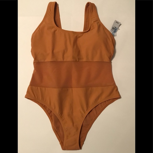 rust colored one piece swimsuit